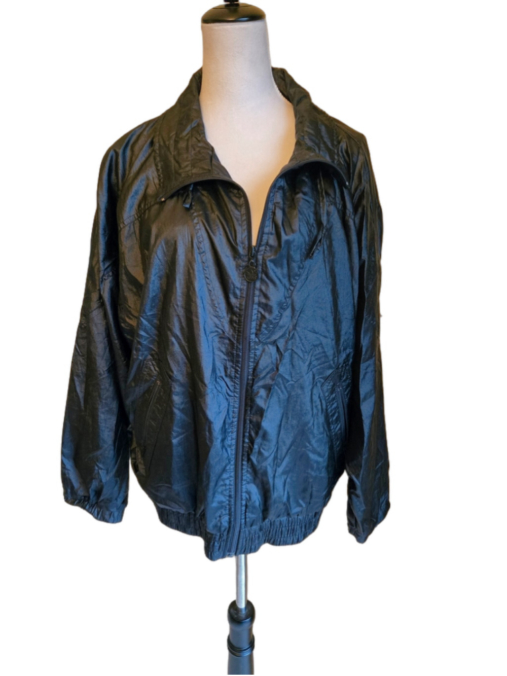 RARE Vintage 80s/90s Adidas Shiny Black Track Jacket - Size L
